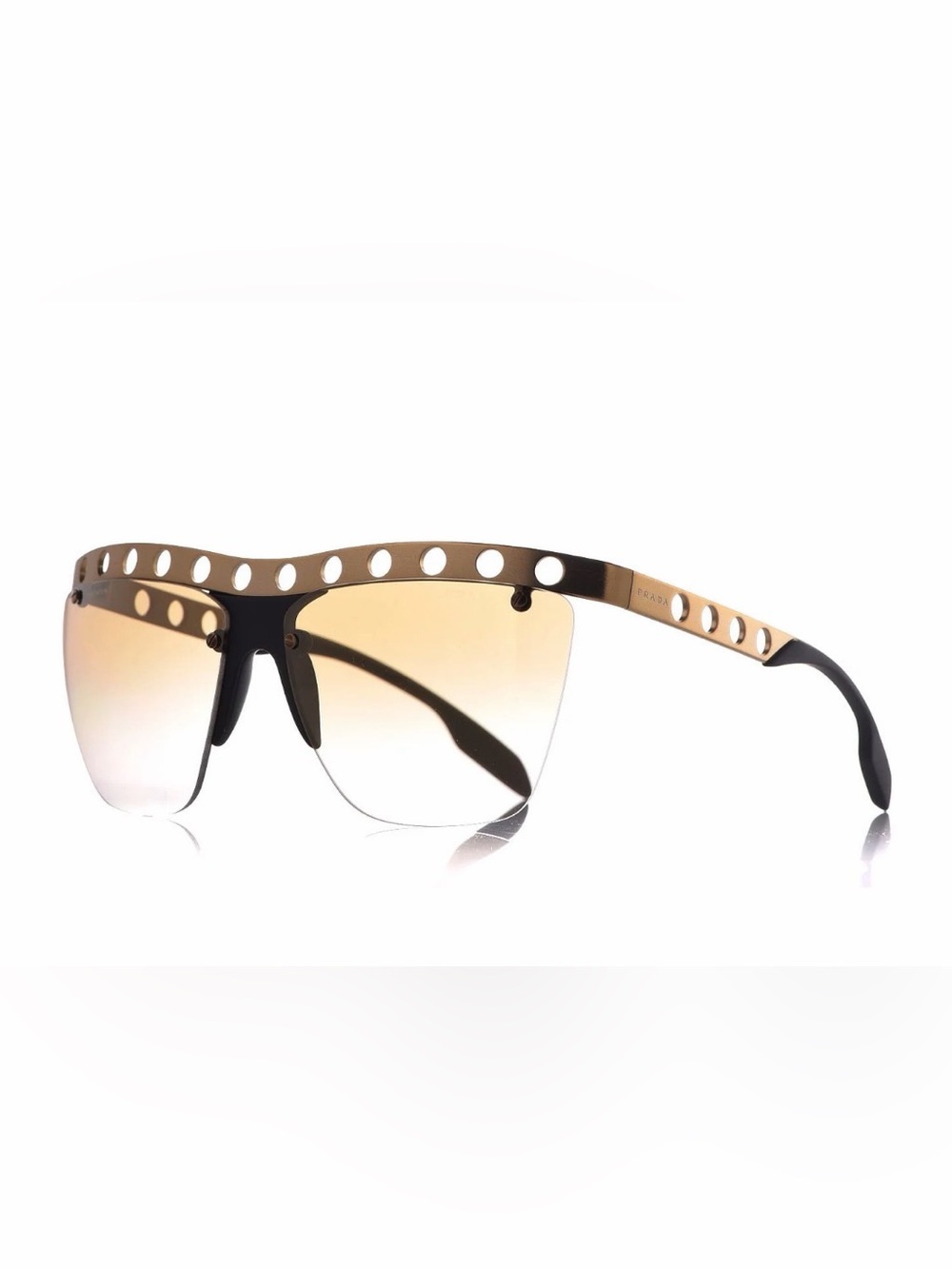 Prada Black and Gold Rimless Sunglasses